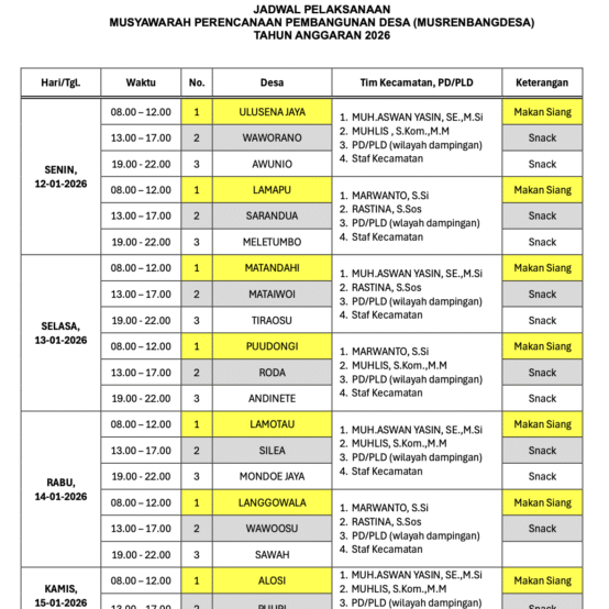JADWAL MUSRENBANG DESA 2026